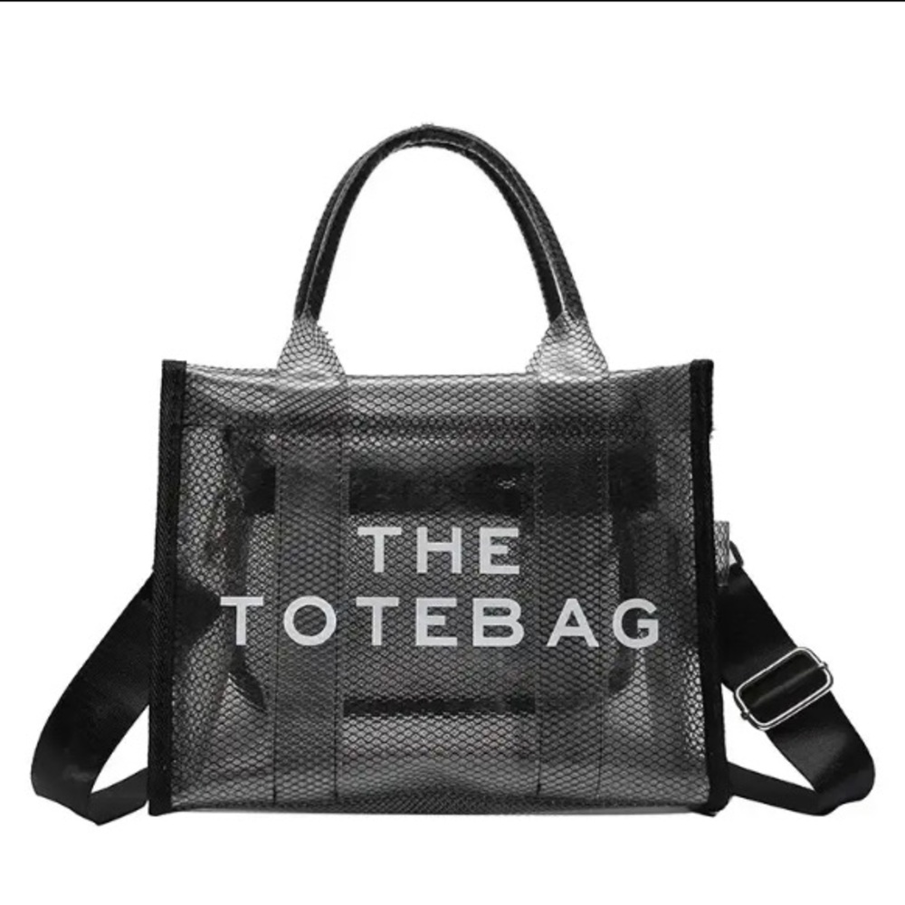 Clear Transparent Black Shoulder Tote Bag